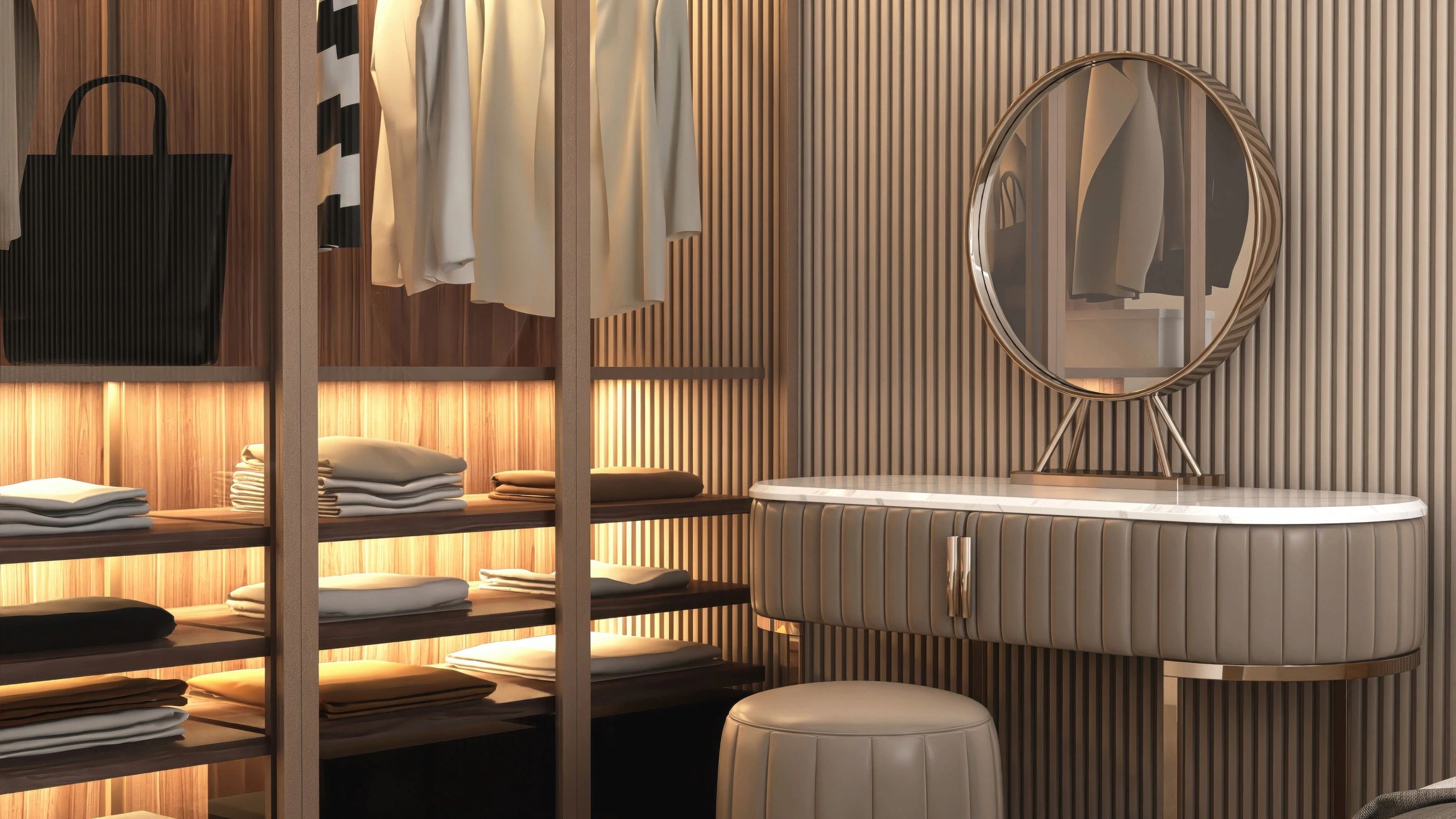 Custom closet and vanity storage design